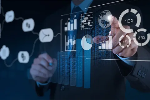 Illustration of mobile app development showing social media market and user engagement